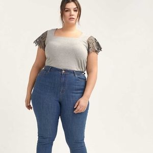 D/C JEANS Crochet Sleeve Top Plus Size 2X NWT